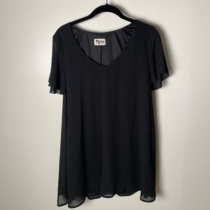 Show me your Mumu. Black chiffon mini dress. Short sleeve. Size xsmall